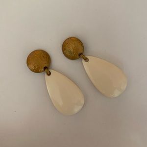 LARGE DROP WHITE CLIP ON EARRINGS